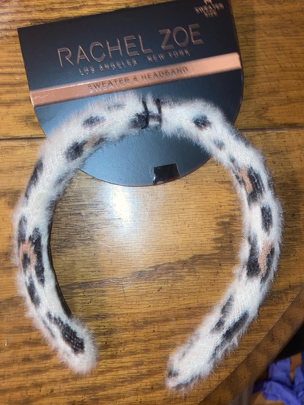 Rachel Zoe Headband Fuzzy Leopard Cream and Black - NWT